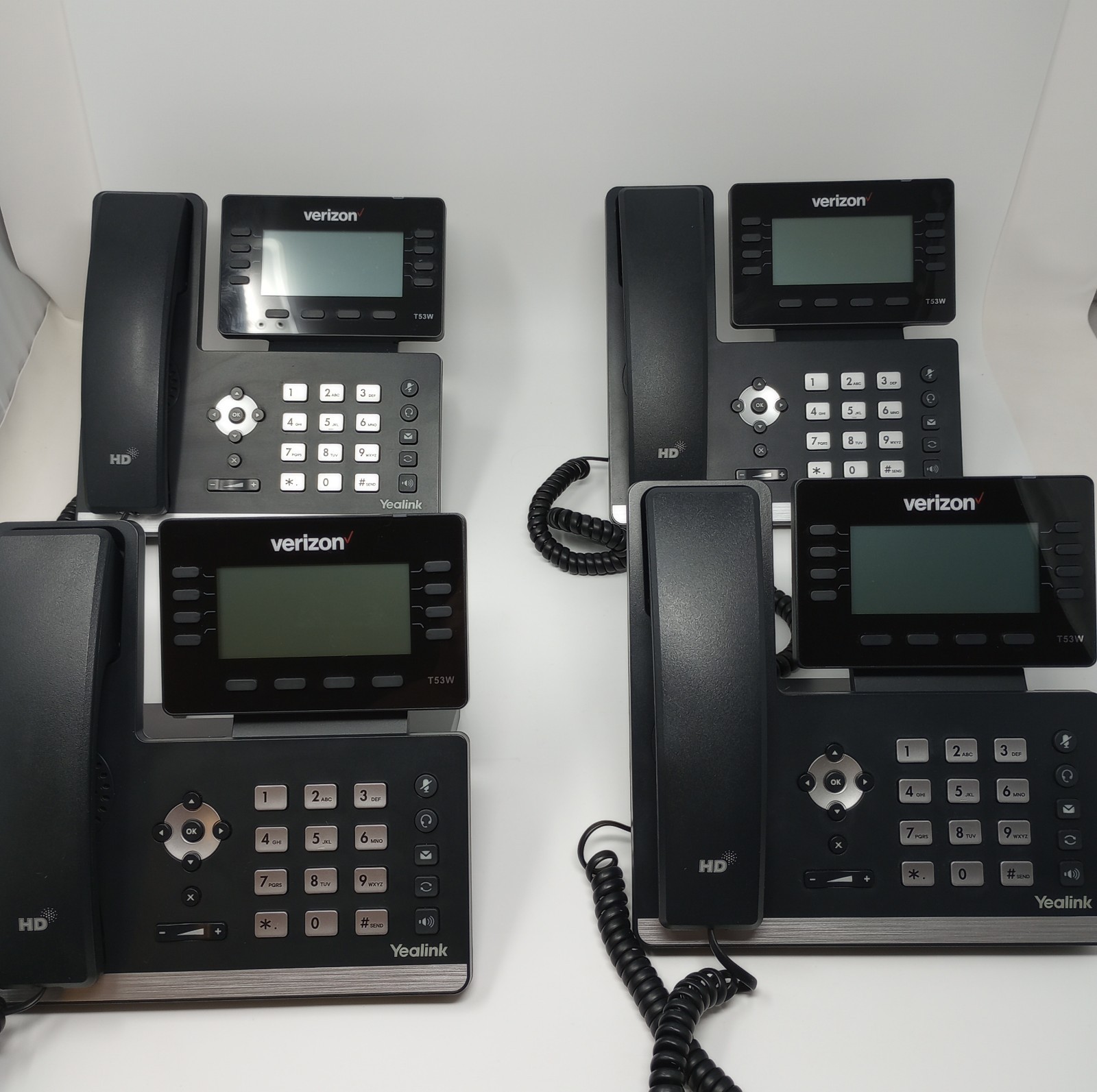 4X Yealink Prime Business Phones SIP-T53W With Stands & Receivers NO AC ADAPTERS