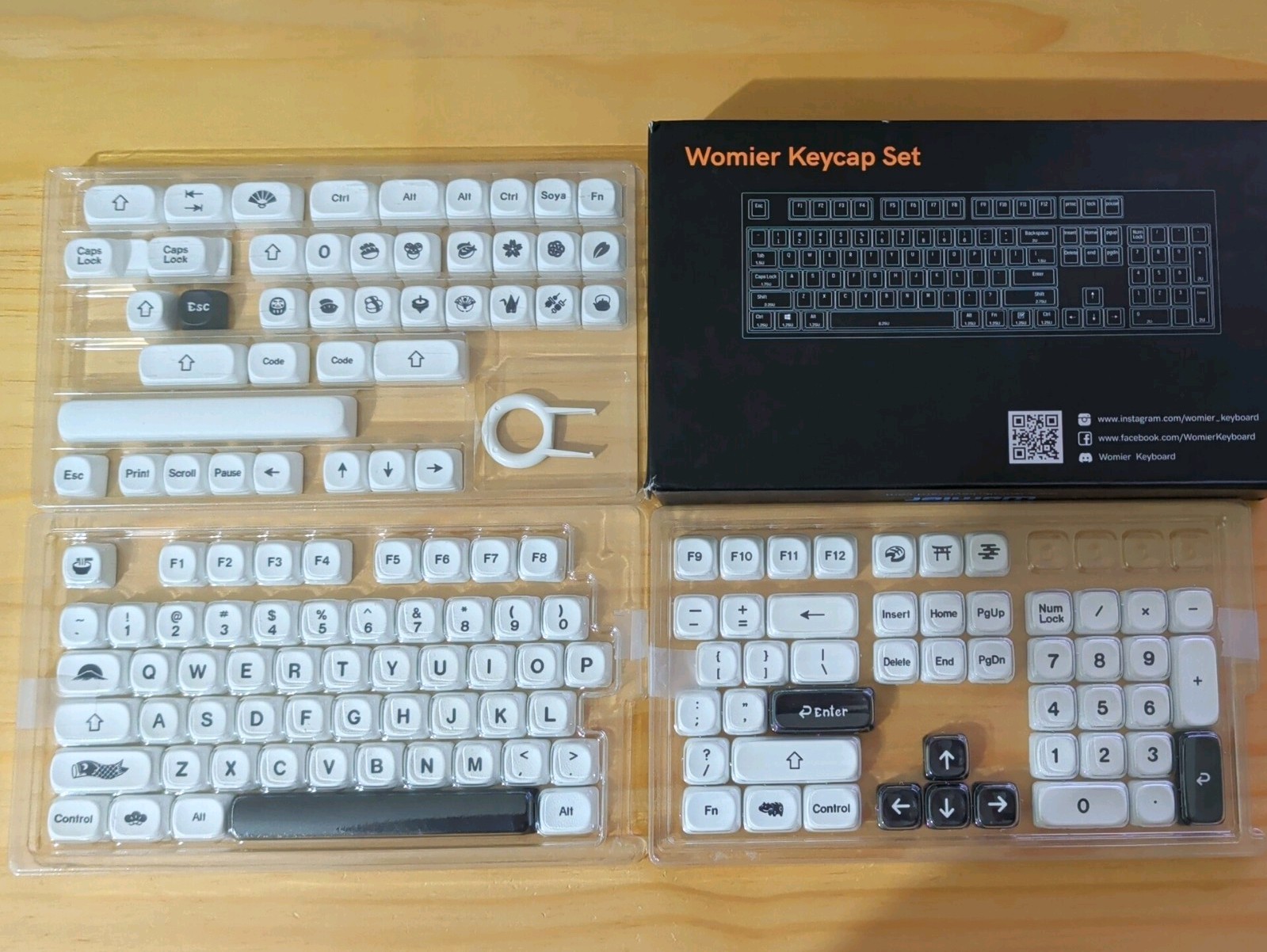 Womier PBT Keycaps, MOA Keycaps Dye-Sublimation, Japanese Style (Black & White)