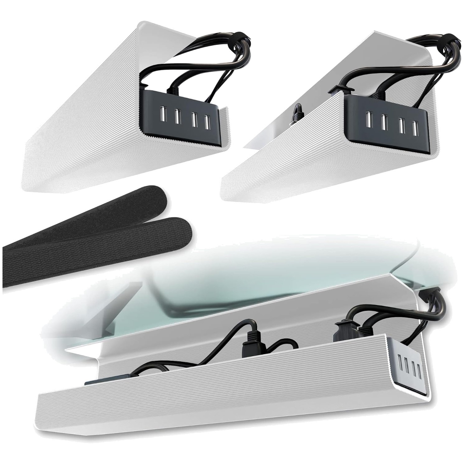 Efficient Cord Management Tray - Under Desk Organizer, 2pcs