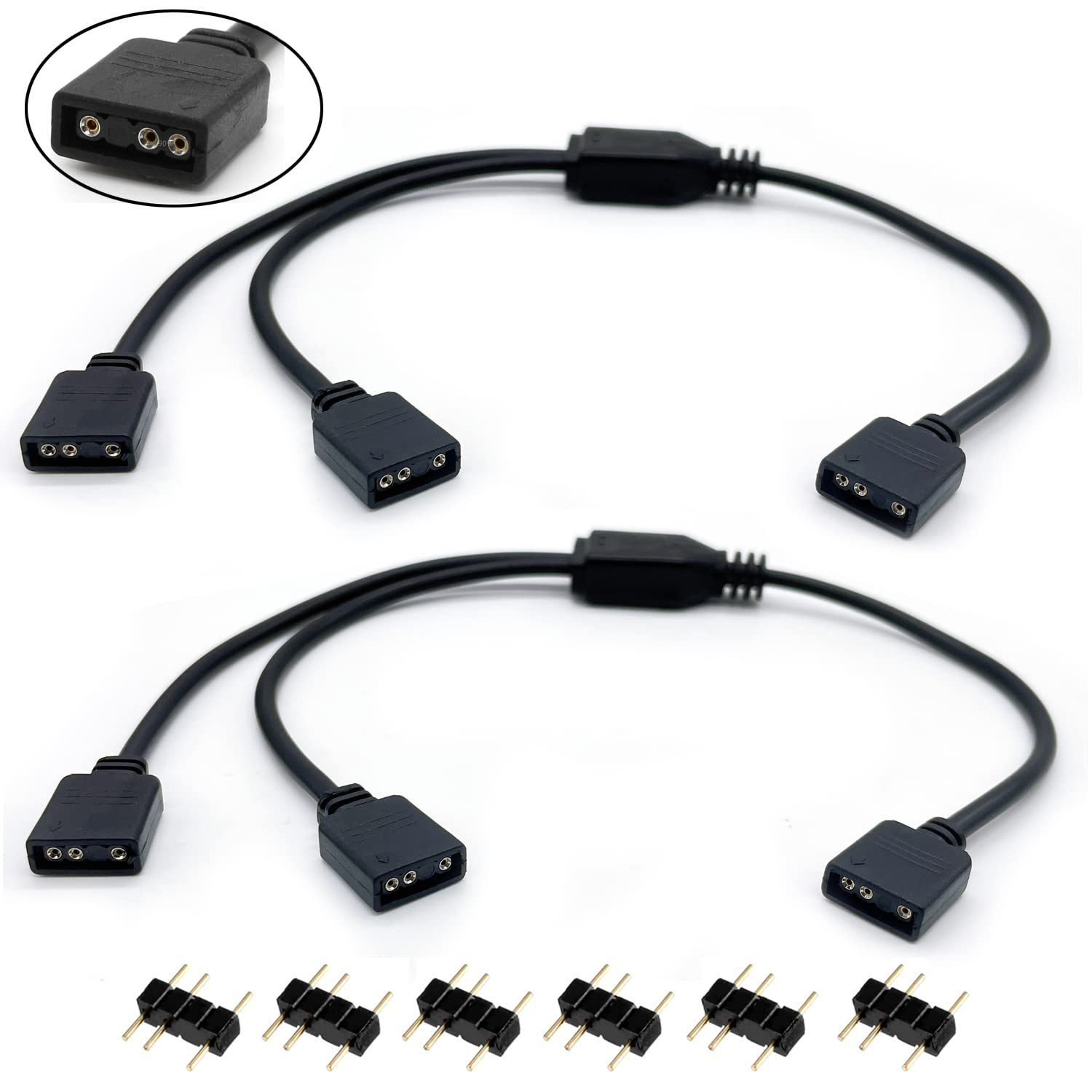 ARGB Splitter Cable, 1-to-2 Female to 5V 3 Pin Addressable RGB...