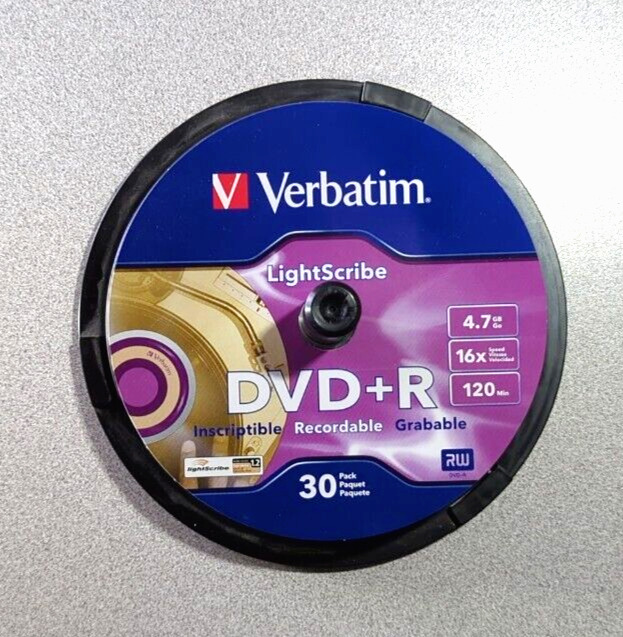 Verbatim Lightscribe DVD+R 4.7GB 16X 120Min LightScribe QTY 12