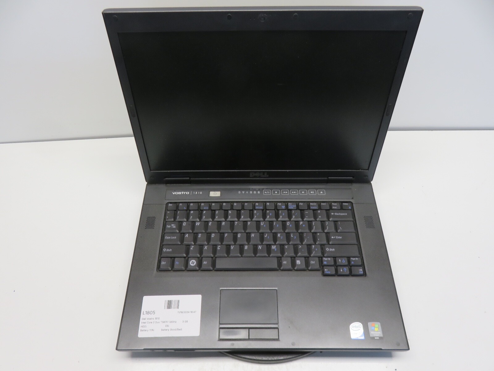 Dell Vostro 1510 Intel Core 2 Duo T5670 1.8GHz 3 GB NO HDD No Batt