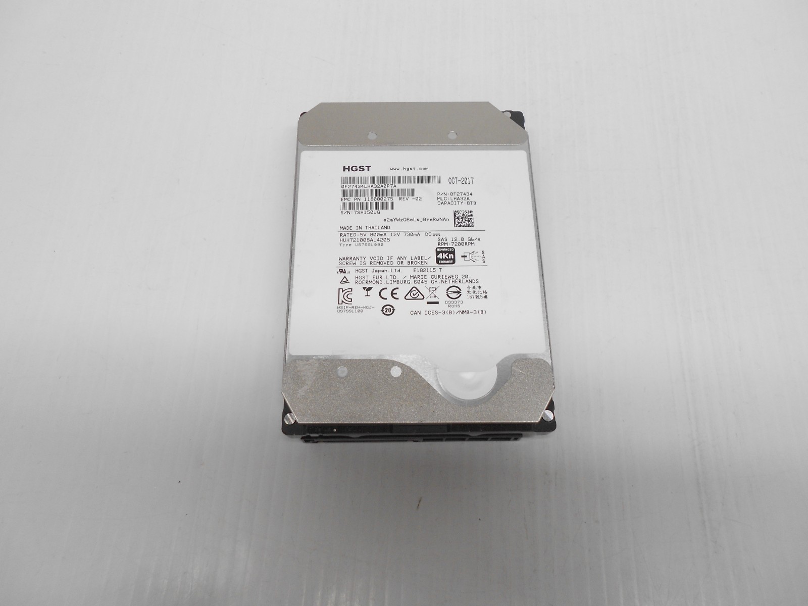 Hitachi 8TB SAS Hard Drive 12Gbps 3.5" Server HDD HUH721008AL4205 JBOD Dell HP