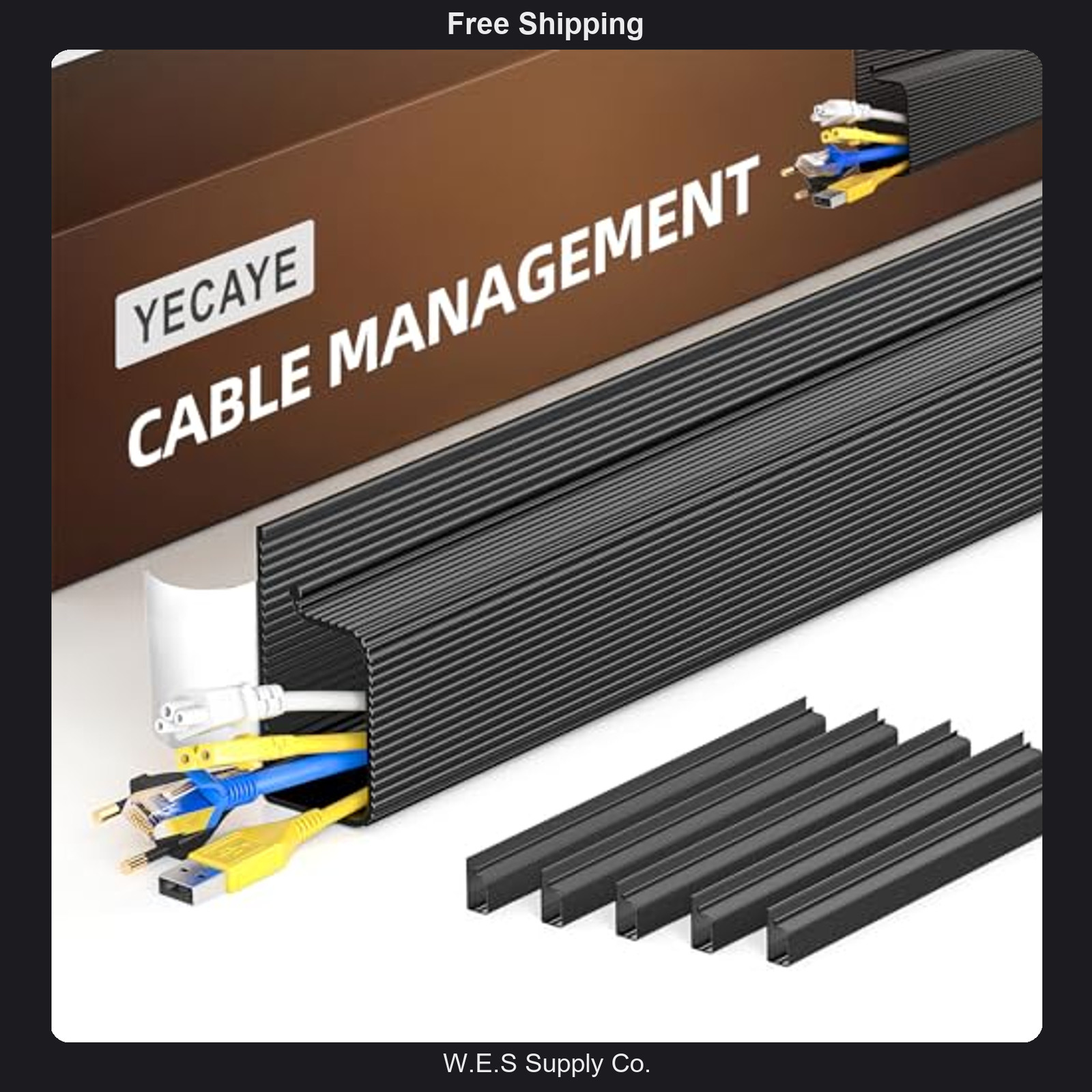 YECAYE Cable Management 6 Pack Black Desk Cord Organizer Clips