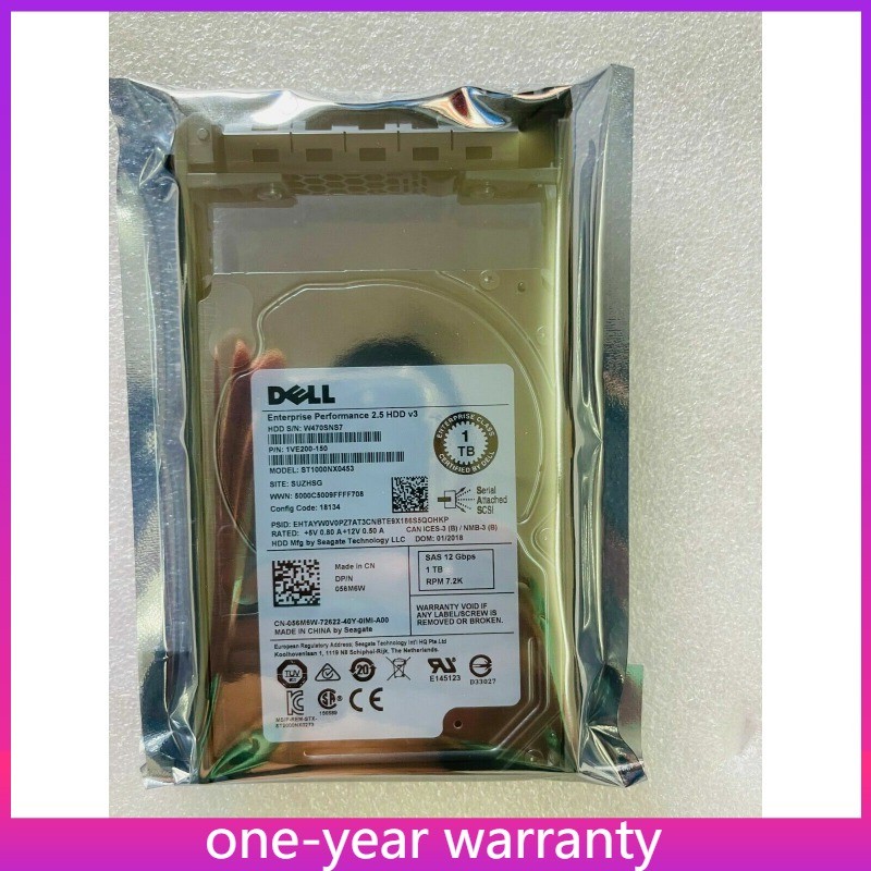 1PCS ST1000NX0453 Dell 56M6W 056M6W 1TB 7.2K RPM 12Gbps 2.5" SAS Hard Drive W/