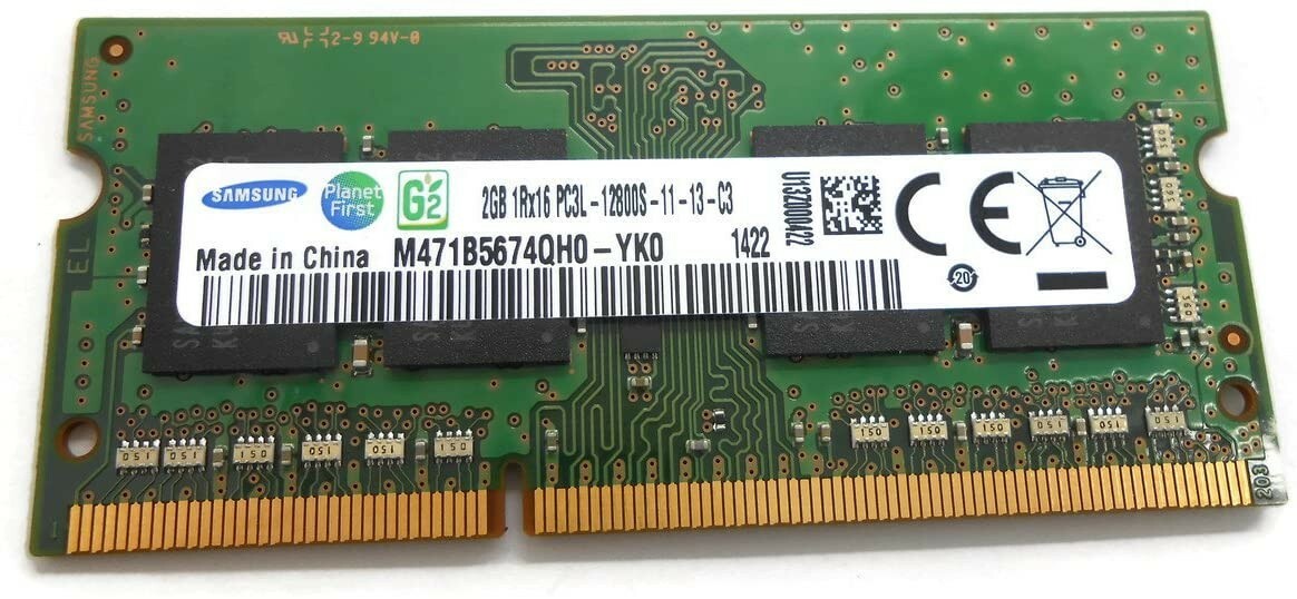 Samsung 2GB 1Rx16 PC3L-12800S Laptop Memory RAM M471B5674QH0-YK0