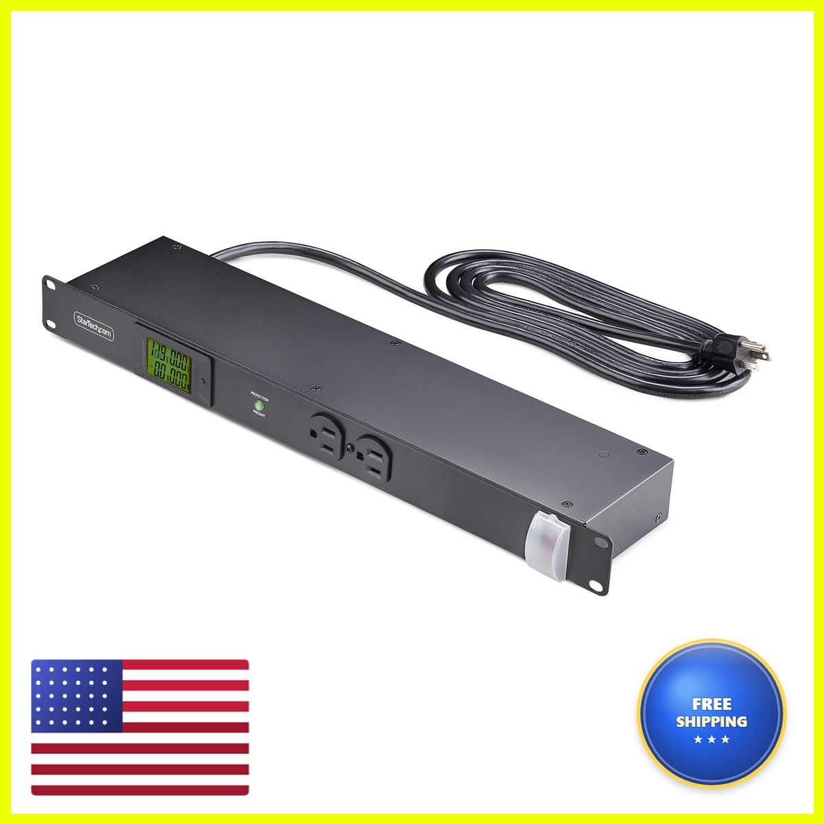 StarTech 8-Outlet 1U Metered PDU Surge TAA 8NM8-RACK-MOUNT-PDU