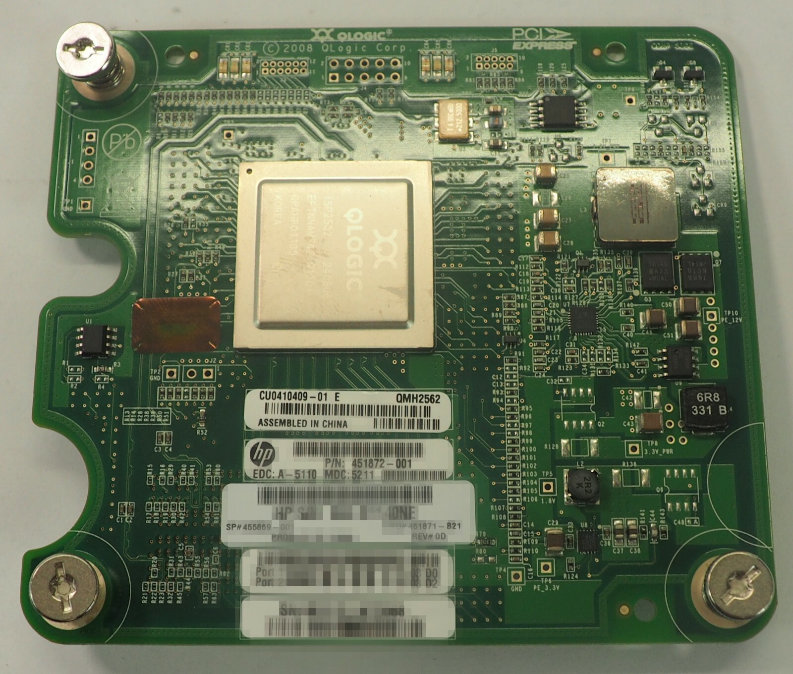 Lot of 6 HP QLogic 8GB Fiber Channel Host Bus Adapter Card 451872-001 QMH2562 