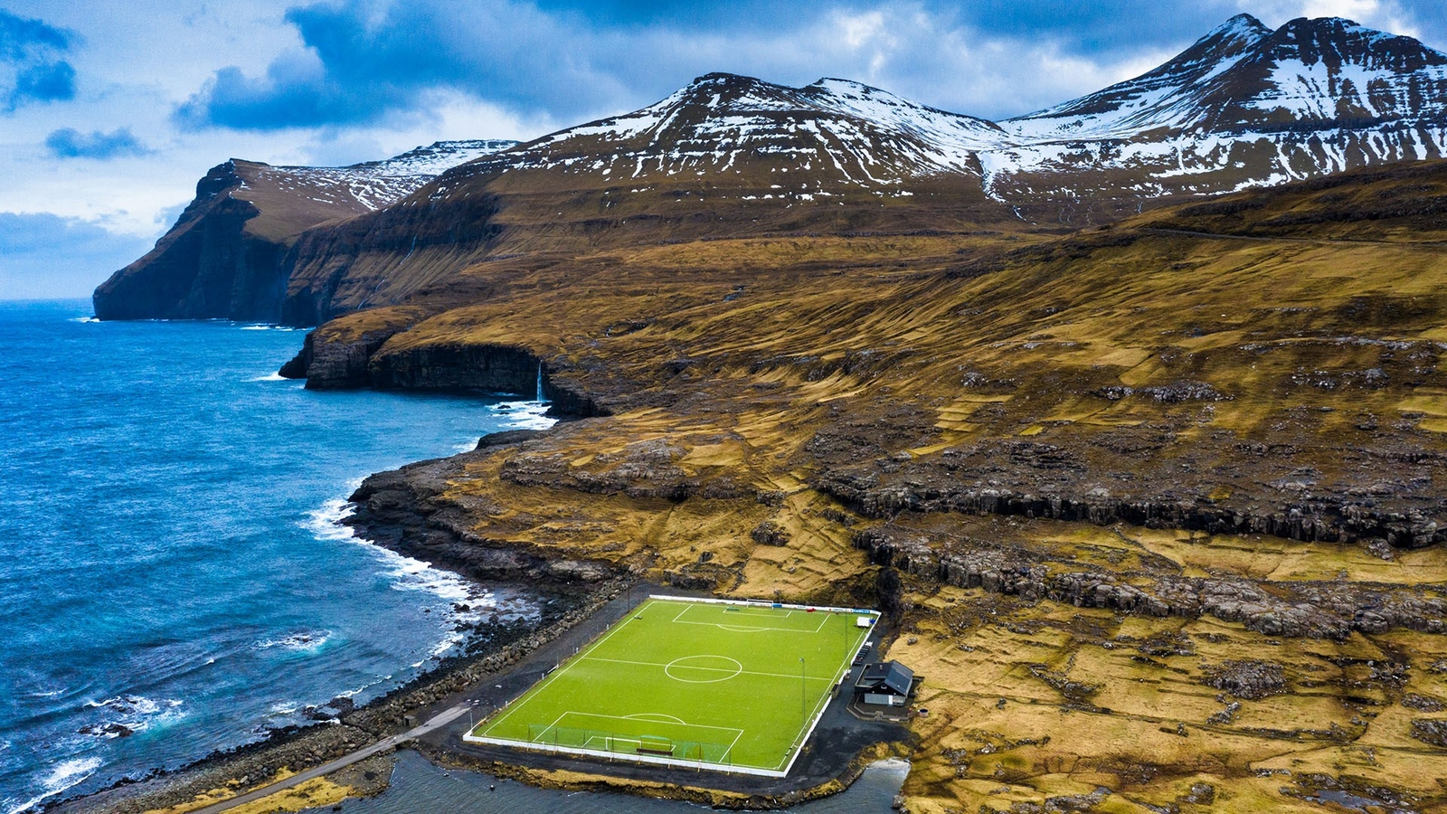 Landscape nature sea water field rocks mountains soccer Custom Gaming Mat Desk