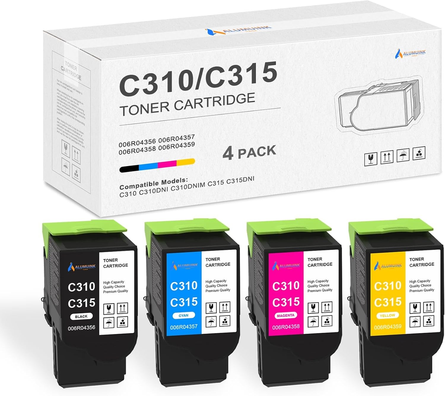 High Yield Toner Cartridge for Xerox C310 & C315 Printers (006R04356-006R04359)