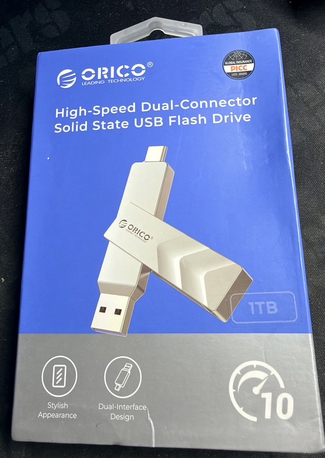 ORICO 1TB High-Speed Dual-Connector Solid State USB Flash Drive