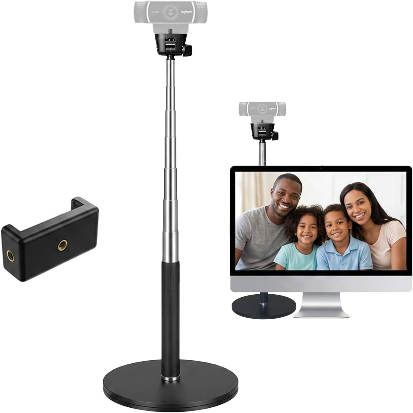 Lentok Webcam Stand for Desk, Telescopic Webcam Mount Camera Stand for Logitech