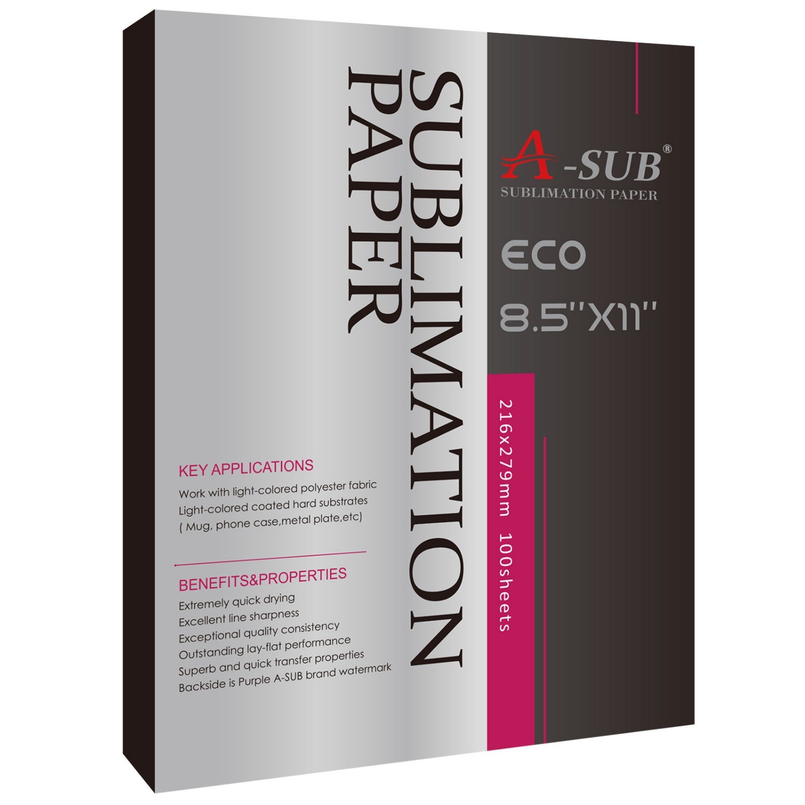 Lot 100-1000 Bulk A-SUB Sublimation Paper eco 125g 8.5x11 8.5x14 11x17 13x19