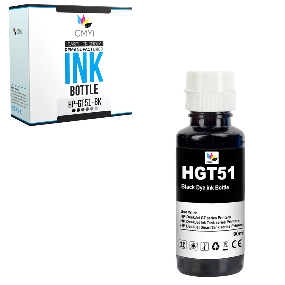 CMYi Compatible GT51 Black Ink Bottle fits HP DeskJet GT 5810 5811 5820 5821
