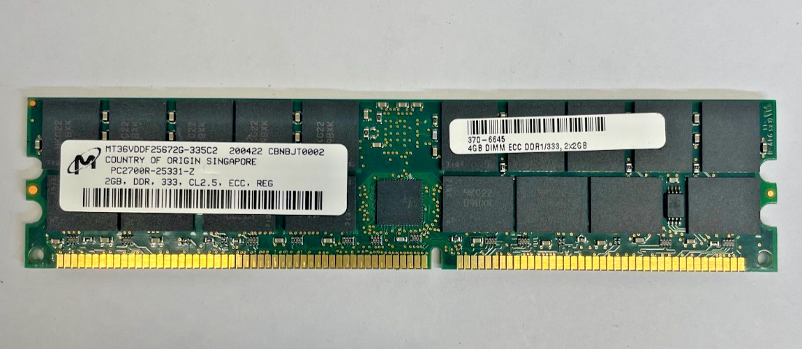Micron 12GB ( 6 x 2GB ) MT36VDDF25672G PC2700R-25331-Z ECC MEMORY (OFFERS OK)