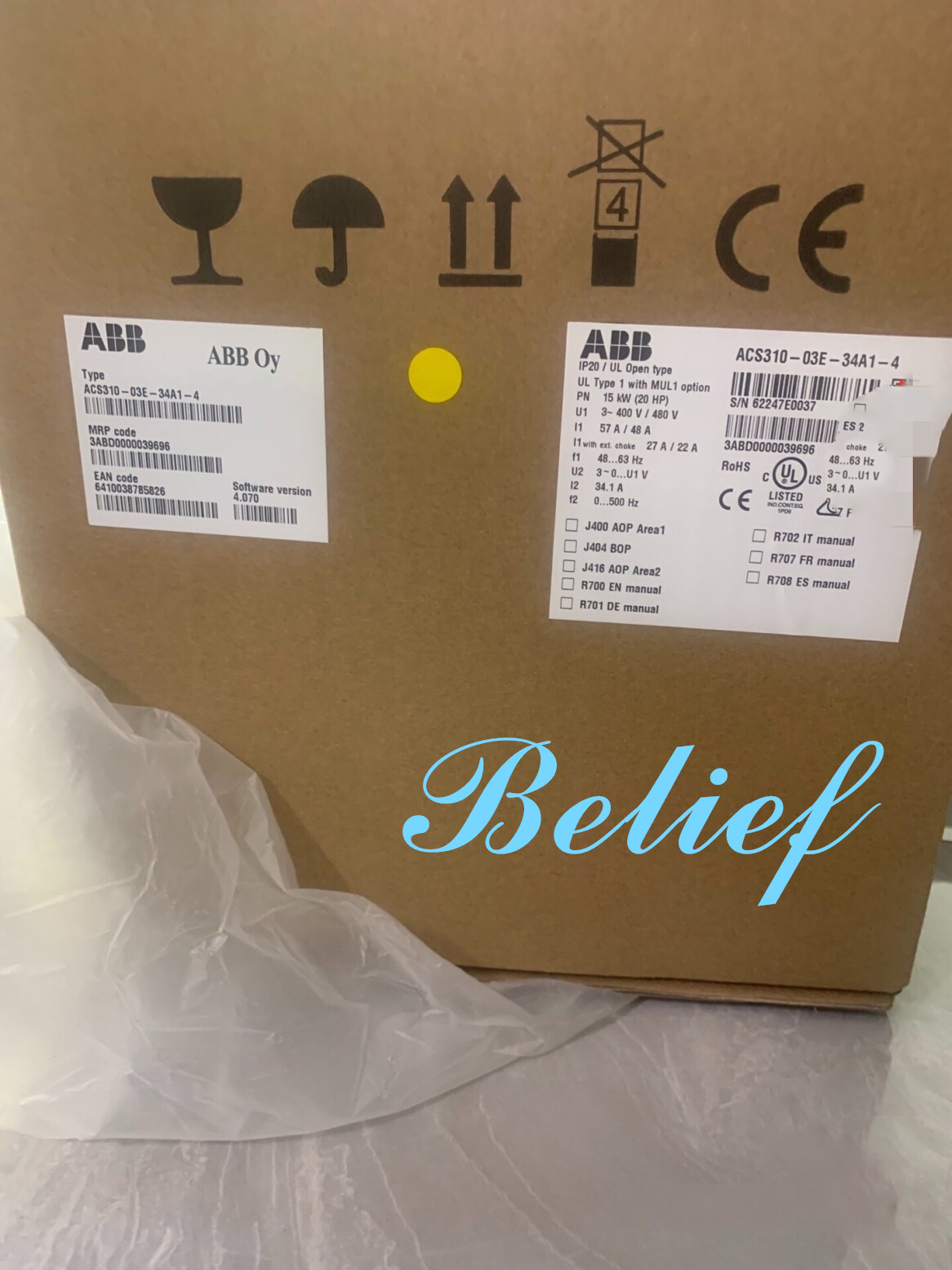 1pc ABB ACS310-03E-34A1-4 Brand New Inverter Via DHL or FedEX