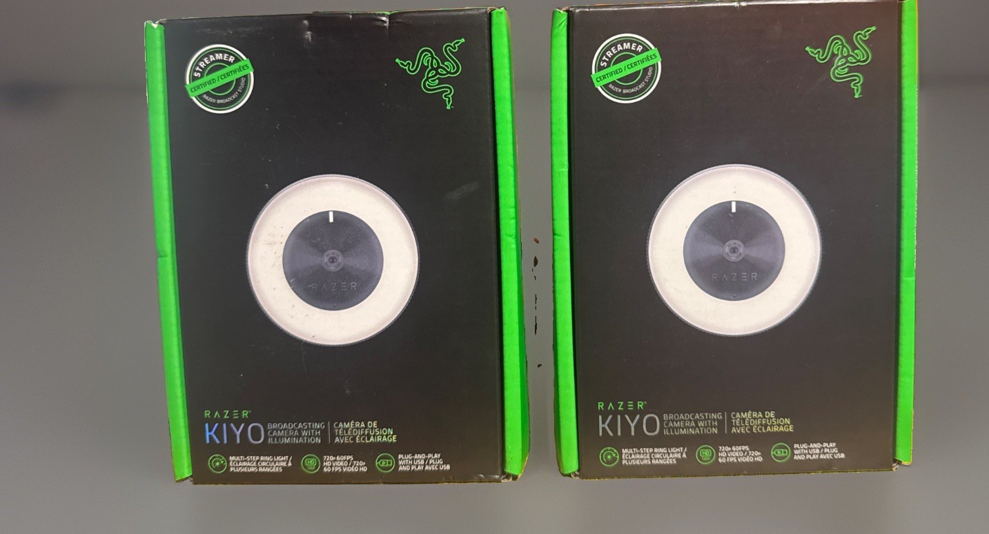 INCLUDES 2 Razer Kiyo 720p USB Streaming Webcam w/ Illumination Ring, 60fps