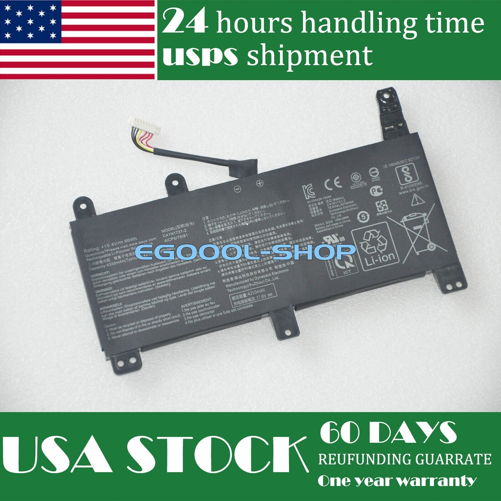 USA New Genuine C41N1731-2 Battery For ASUS ROG Strix G17 G731 G731G G732LW