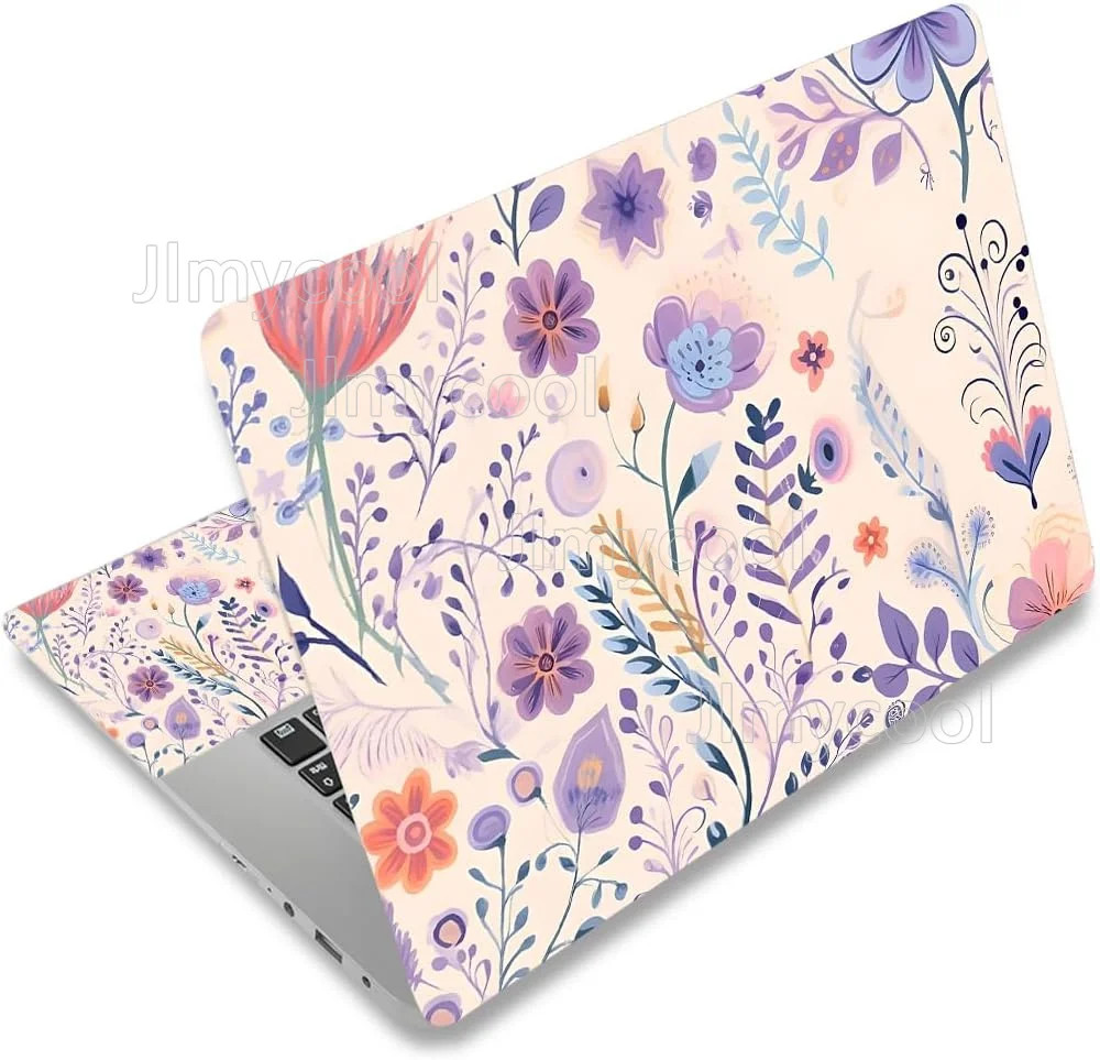 2pcs Light Cream Watercolor Floral Laptop Skin Decal Scratch Resistant