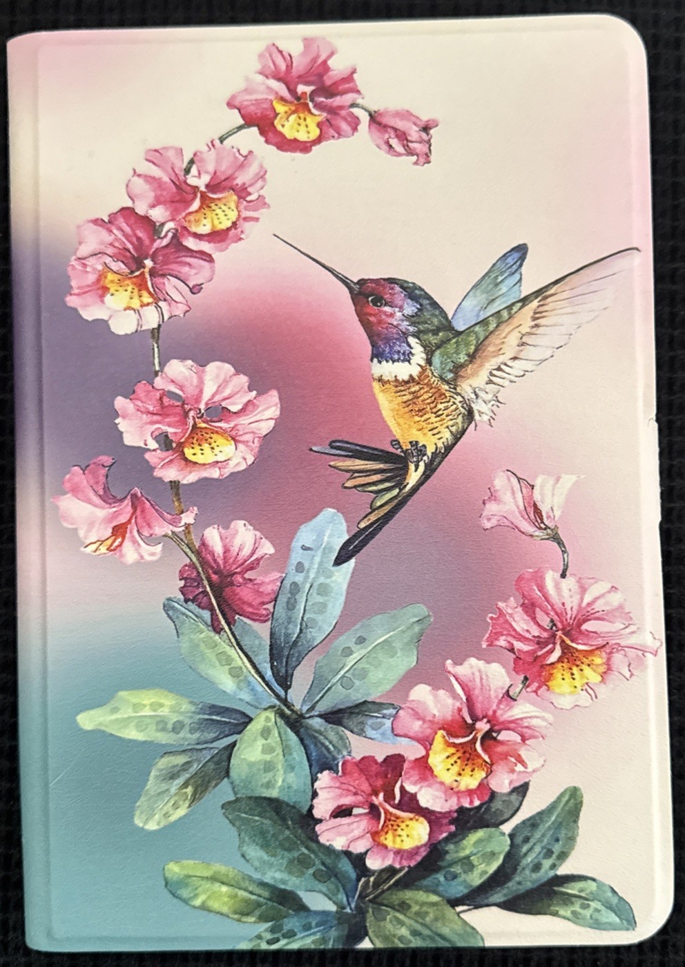 Hummingbird Floral Hardcover Journal Notebook Pink Blue Botanical Bird Nature