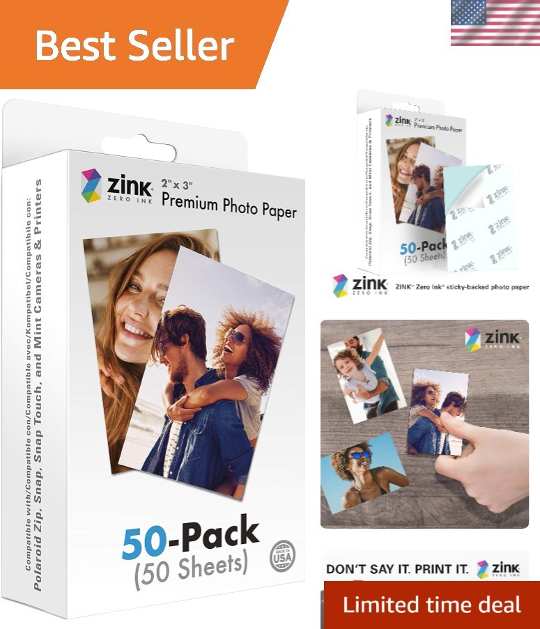 Vibrant 2x3 Photo Paper - 50 Sheets Compatible with Polaroid Instant Cameras