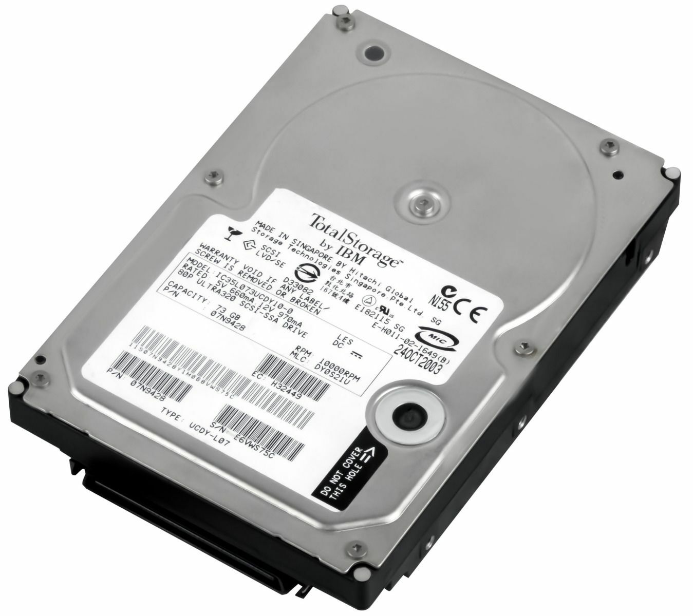 HARD DRIVE IBM 07N9428 73GB 10000RPM SCSI ULTRA-320 IC35L073UCDY10-0 3.5" inch