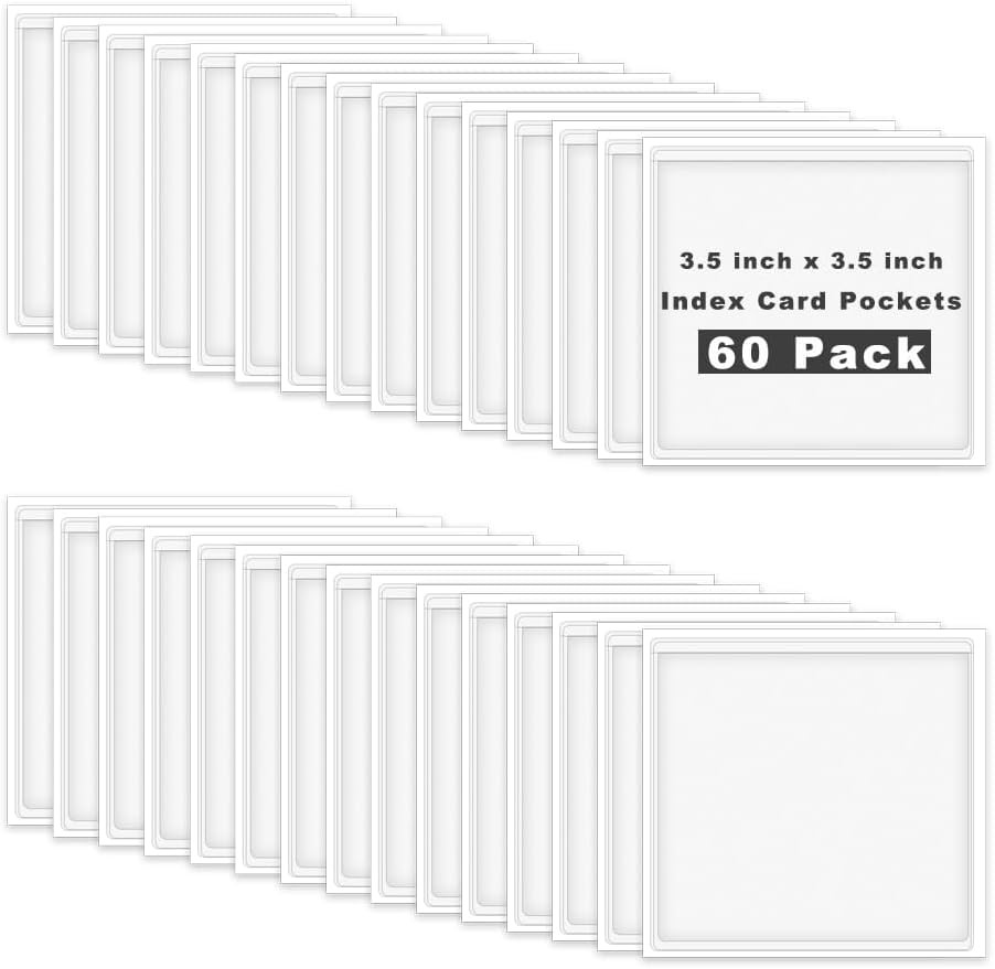 60 Pack Self Adhesive Pockets, Bin Labels for Storage Bins Clear Label Holder In