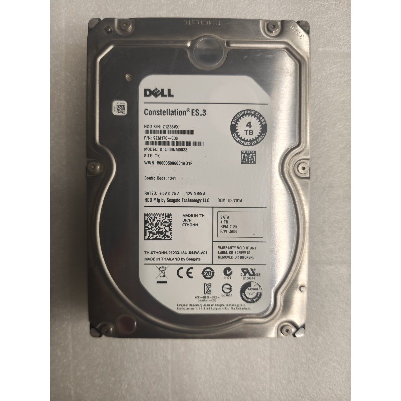 Dell 0THGNN ST4000NM0033 4TB 7.2K SATA 6Gbps 3.5" Enterprise Hard Drive