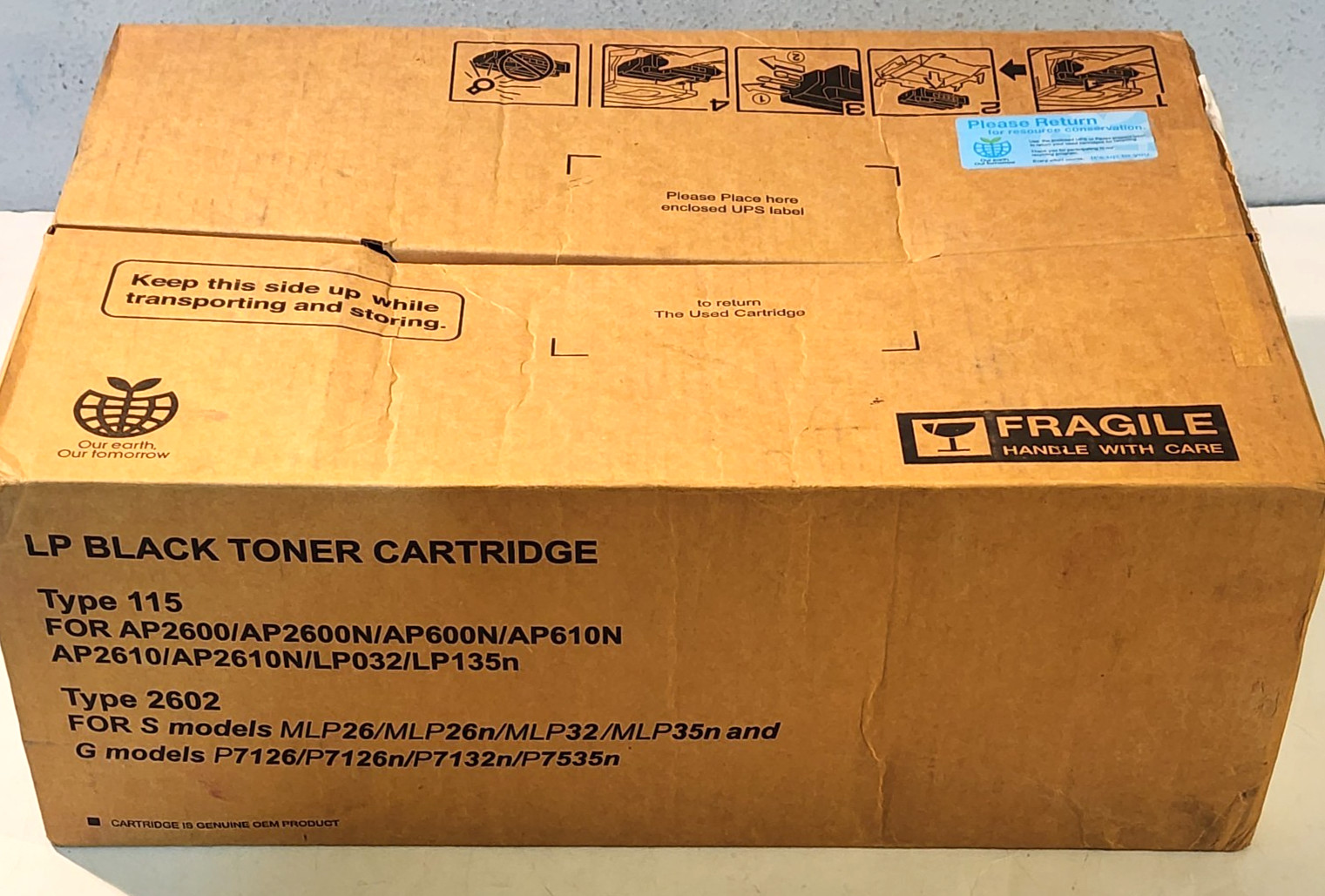 Ricoh 400759 LP Black Toner Cartridge Type 115 2602 Genuine New Sealed Box