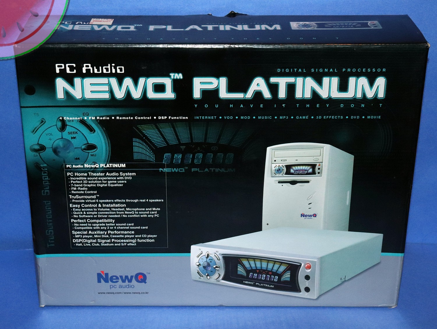 RARE NewQ Platinum PC Audio DSP Equalizer VFD 5.25" Bay Box HAS Remote Vintage
