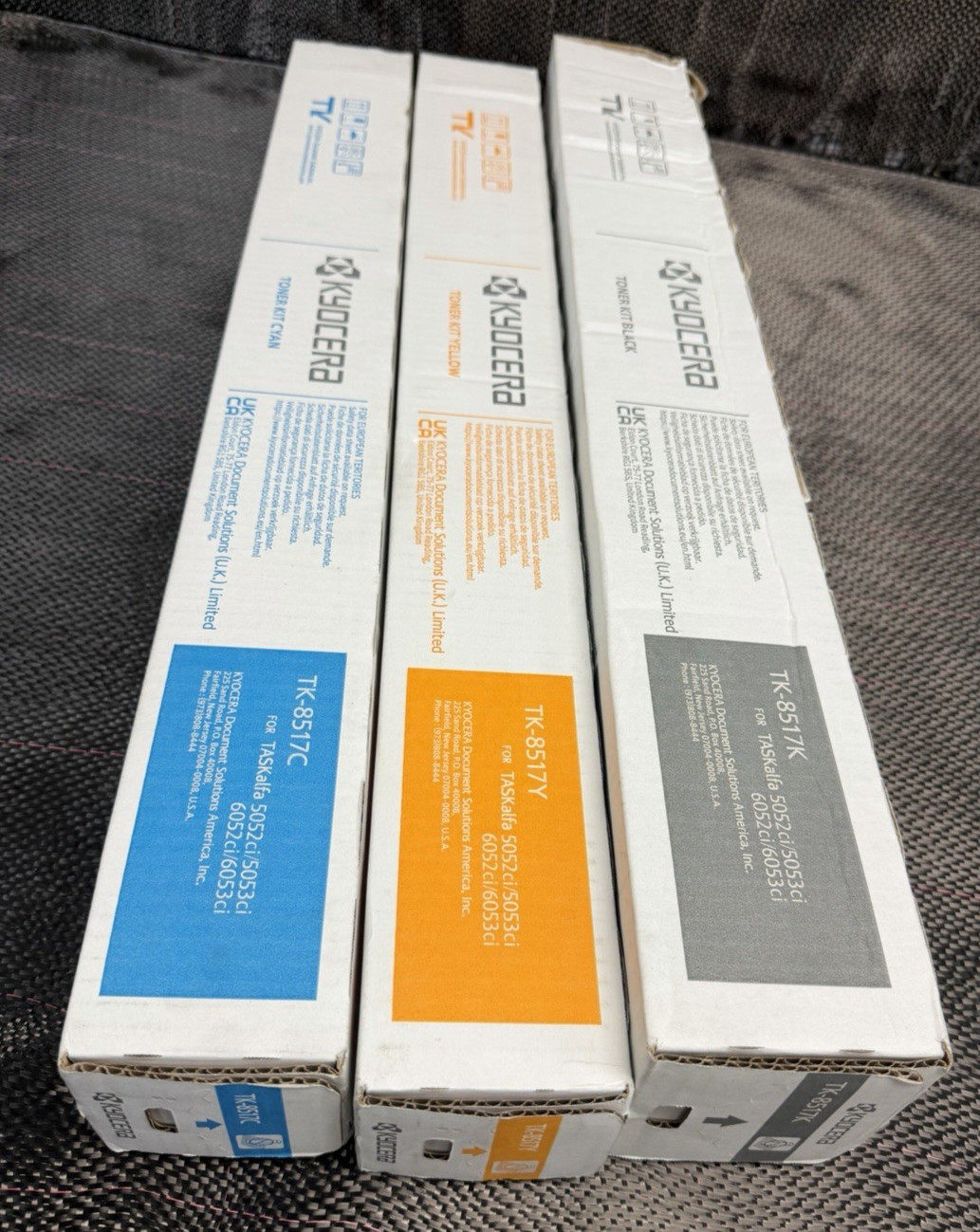 3pc Lot Genuine Kyocera TK-8517 Toner Cartridges NEW SEALED Black, Cyan, Yellow