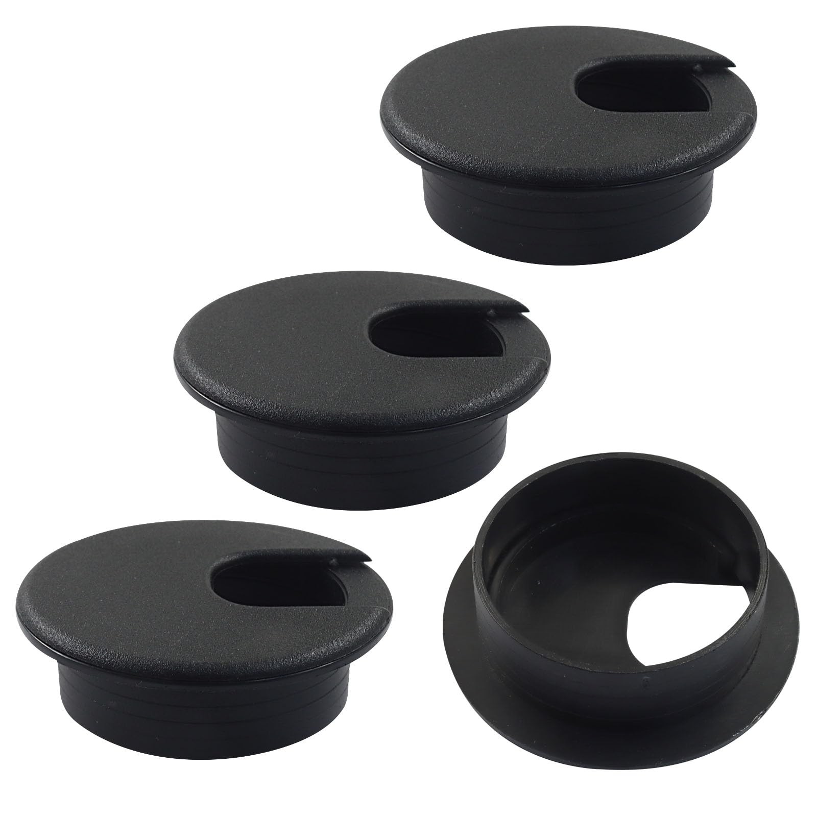 Piutouyar 4 Pcs 2 Inch Black Desk Grommet, Plastic Cable Hole Cover | Desk Wi...