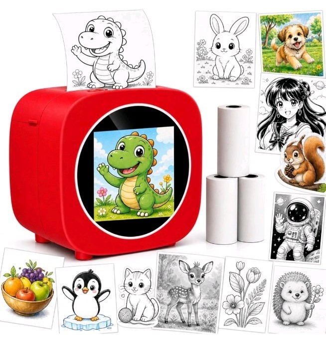 AI Voice Mini Sticker Printer Thermal Printer Black-and-White with Color Screen