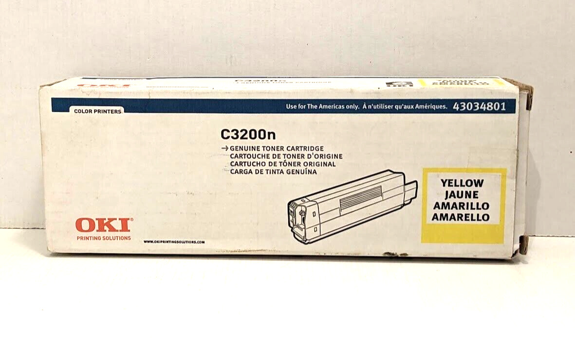 OKI Genuine Yellow Toner for C3200n 43034801 Laser Printer Open Box Sealed OEM