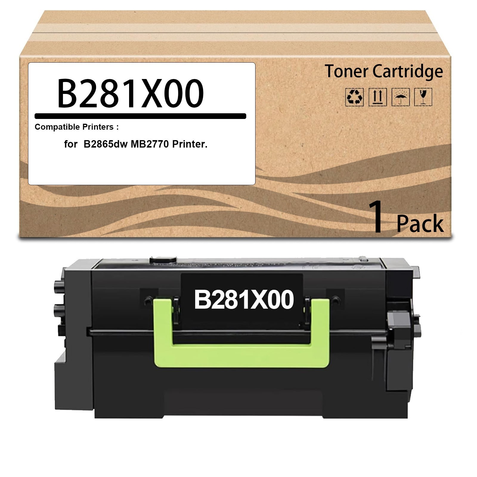 1 Pack B281X00 Black Toner Cartridge Compatible for B2865dw MB2770 Printer.