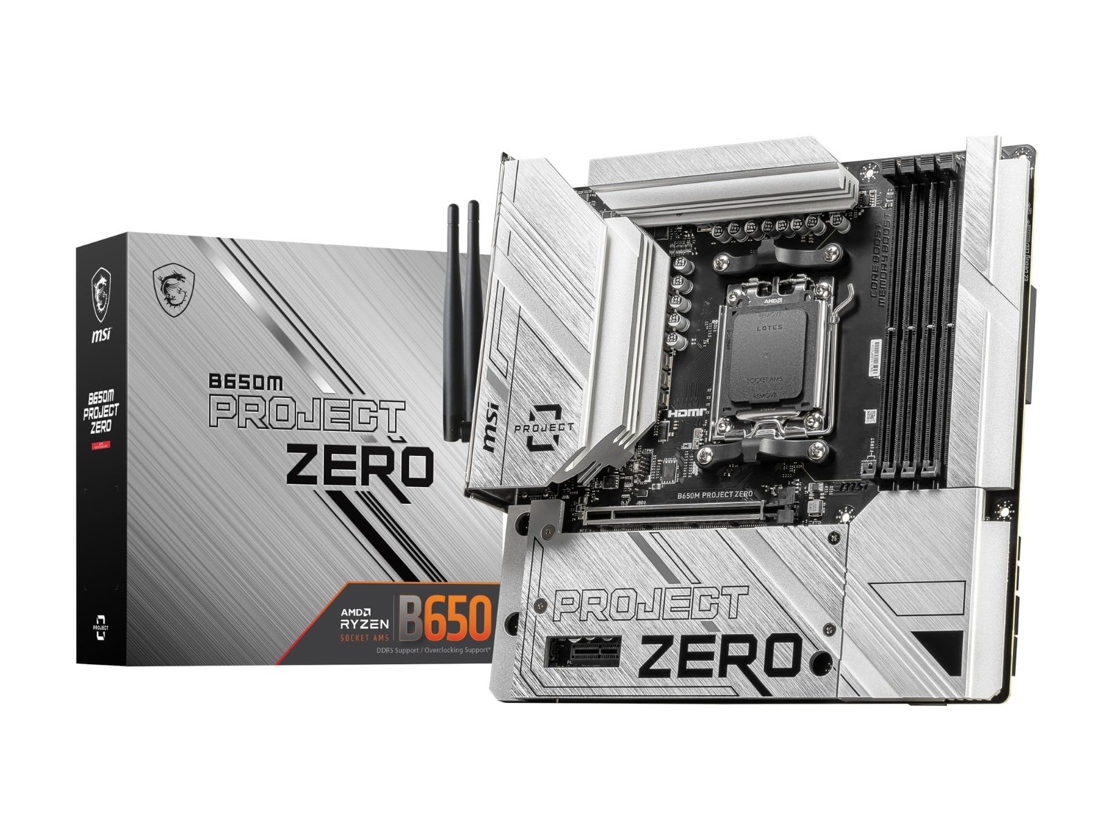 MSI Sparepart B650M Project Zero Micro ATX Motherboard 4-DDR5 Slots PCI Express