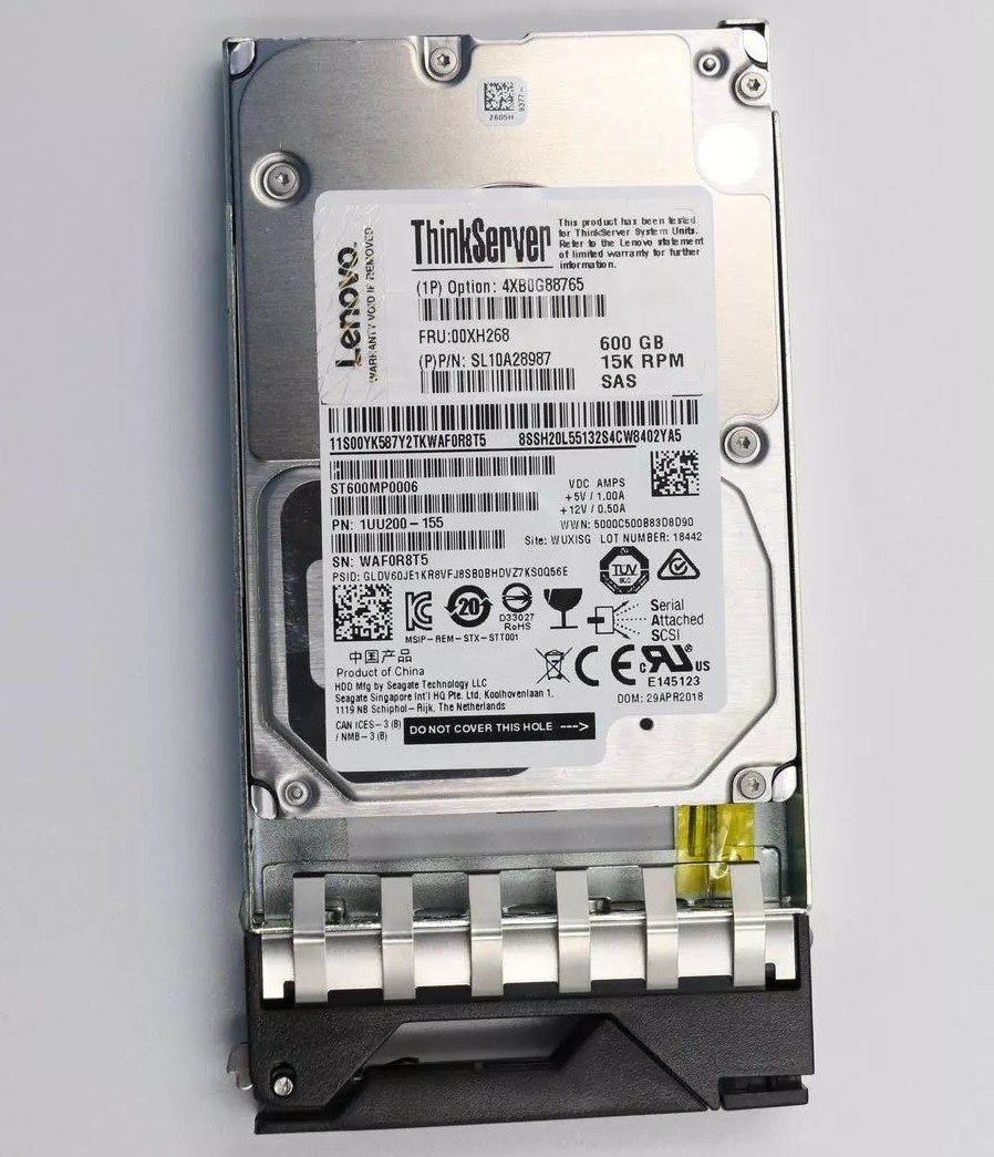 NEW Lenovo 00XH268 4XB0G88765 ThinkServer SAS 600GB 12G 15K 2.5'' Hard Drive HDD