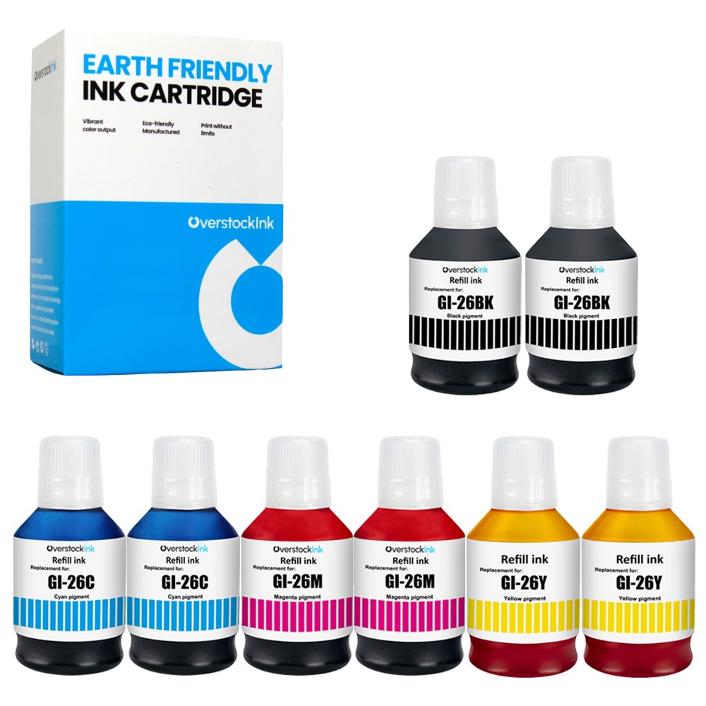 8-Pack Compatible OSI GI-26 Ink Bottle for Canon MAXIFY GX6020 GX7020