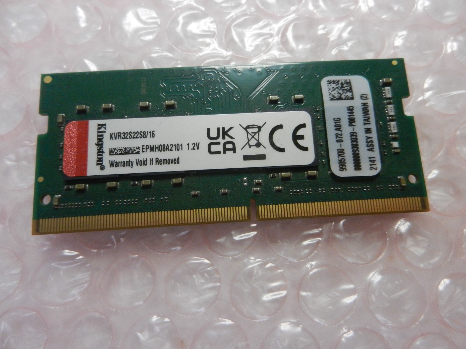 Kingston KVR32S22S8/16 ValueRAM 16GB DDR4 3200MHz Non-ECC SODIMM Laptop RAM