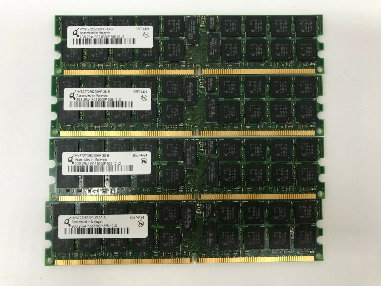 QIMONDA RAM LOT 8GB (4x 2GB) DDR2 HYS72T256220HP-3S-B (PC2-5300P) SERVER RAM#R92