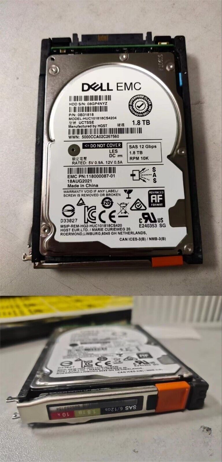 DELL EMC D4-2S10-1800 005053154 005053155 1.8T hard disk