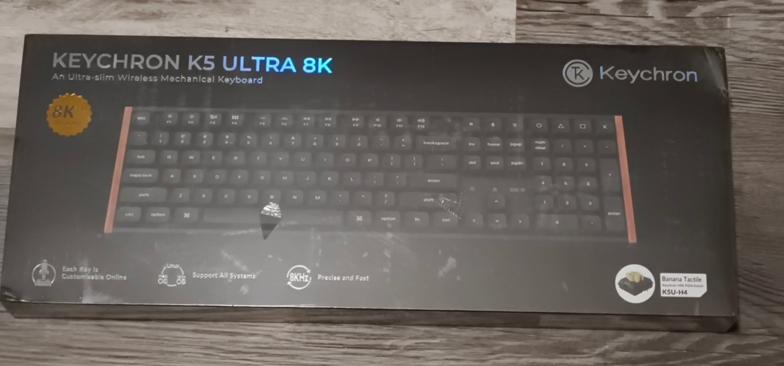 Keychron K5 Ultra 8K Full Size Low Profile Wireless Keyboard Milk POM Banana New