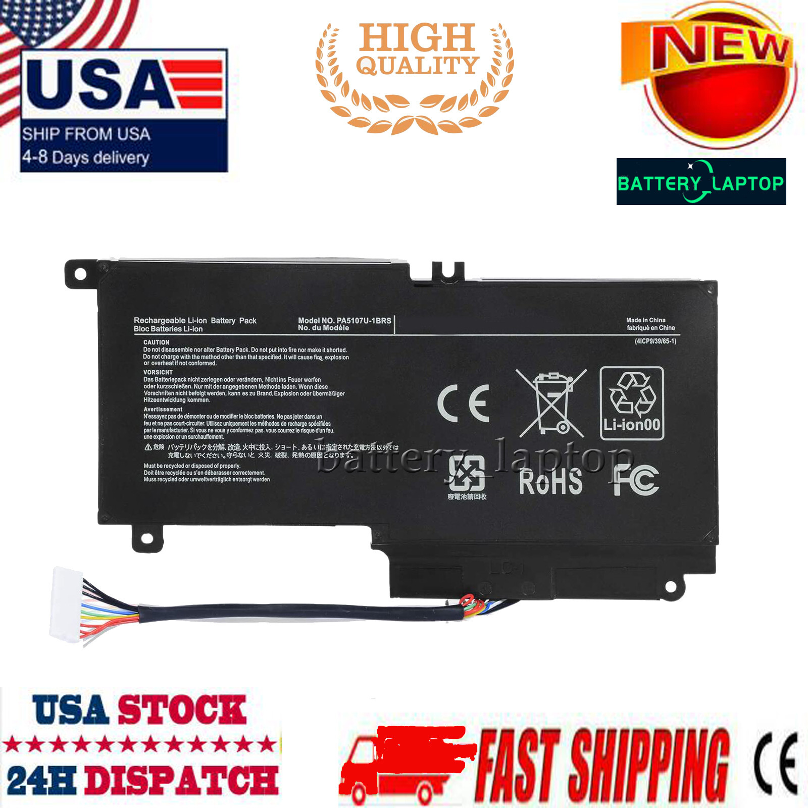 Battery for Toshiba Satellite S55-A5295 S55t-A5202 S55t-A5337 S55t-A5389 L55-A52