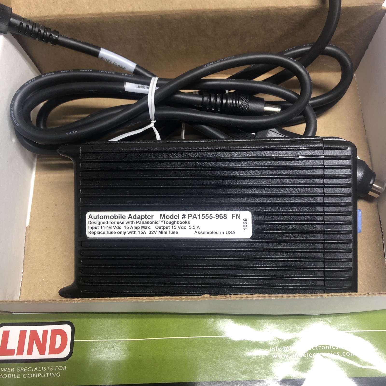 lind automobile adapter Model PA1555-968 4 Panasonic Toughbook 15 Volt 5.5 Amp