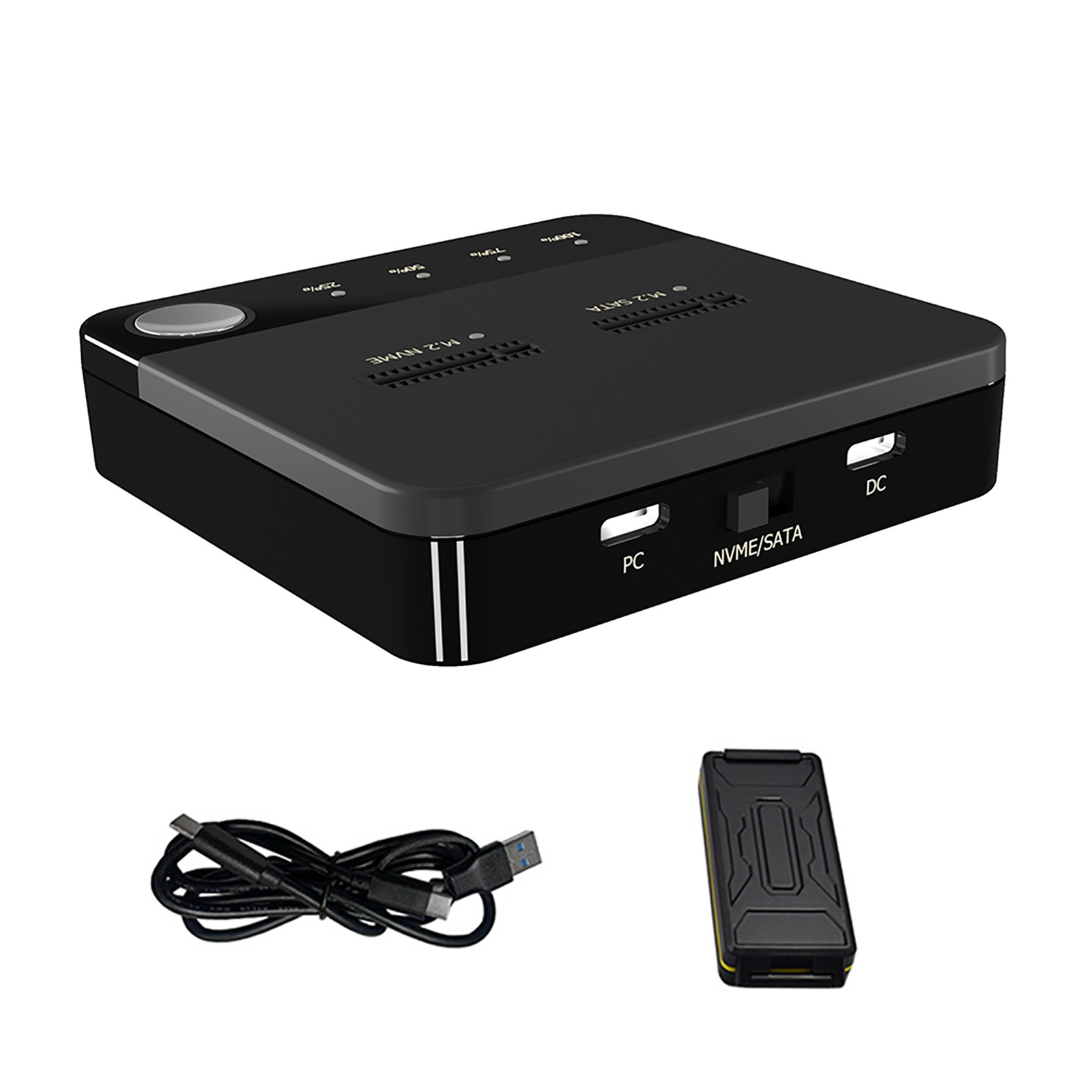 Black Dual Bay M.2 SSD NVMe M.2 Enclosure Offline Clone Duplicator Disk Copy