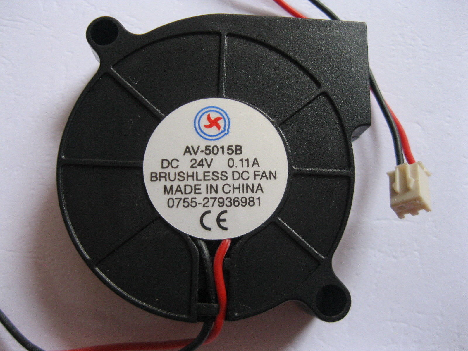 2 pcs Brushless DC Blower Fan 5015B 24V 50x50x15mm 2 Wire Ball Bearing Black New