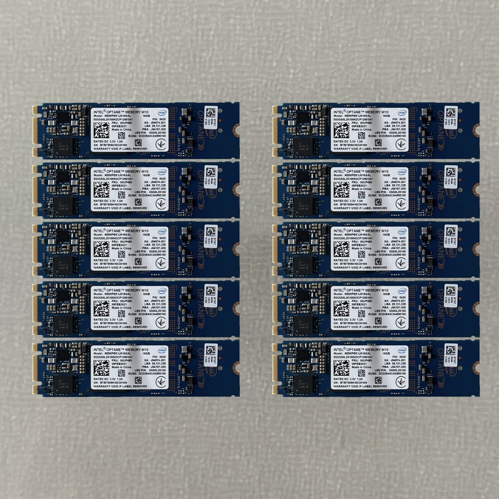 10x Intel Optane Memory M10 SSD M.2 2280 16GB PCIe 3.0 Xpoint NVMe MEMPEK1J016GA