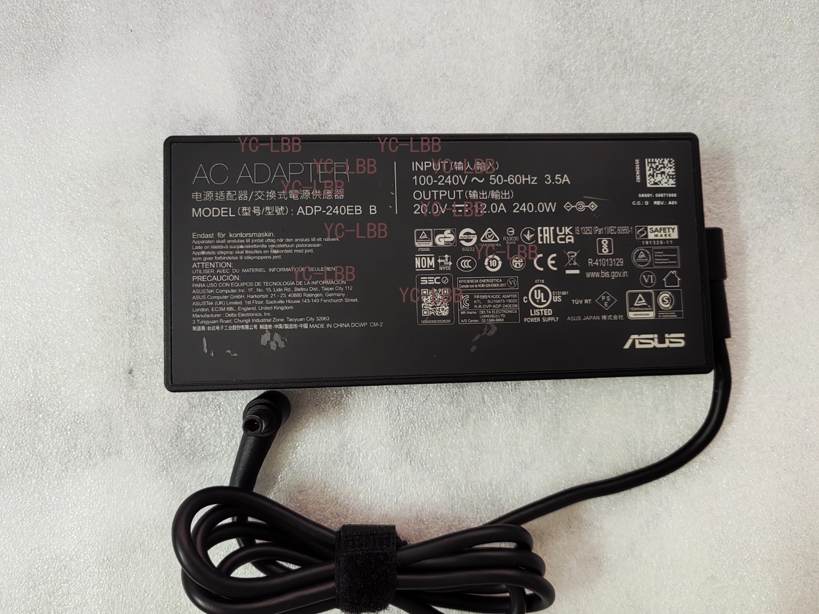 For ASUS ROG Strix SCAR III G531GW-DB76 20V 12A 240W ADP-240EB B Adapter Genuine