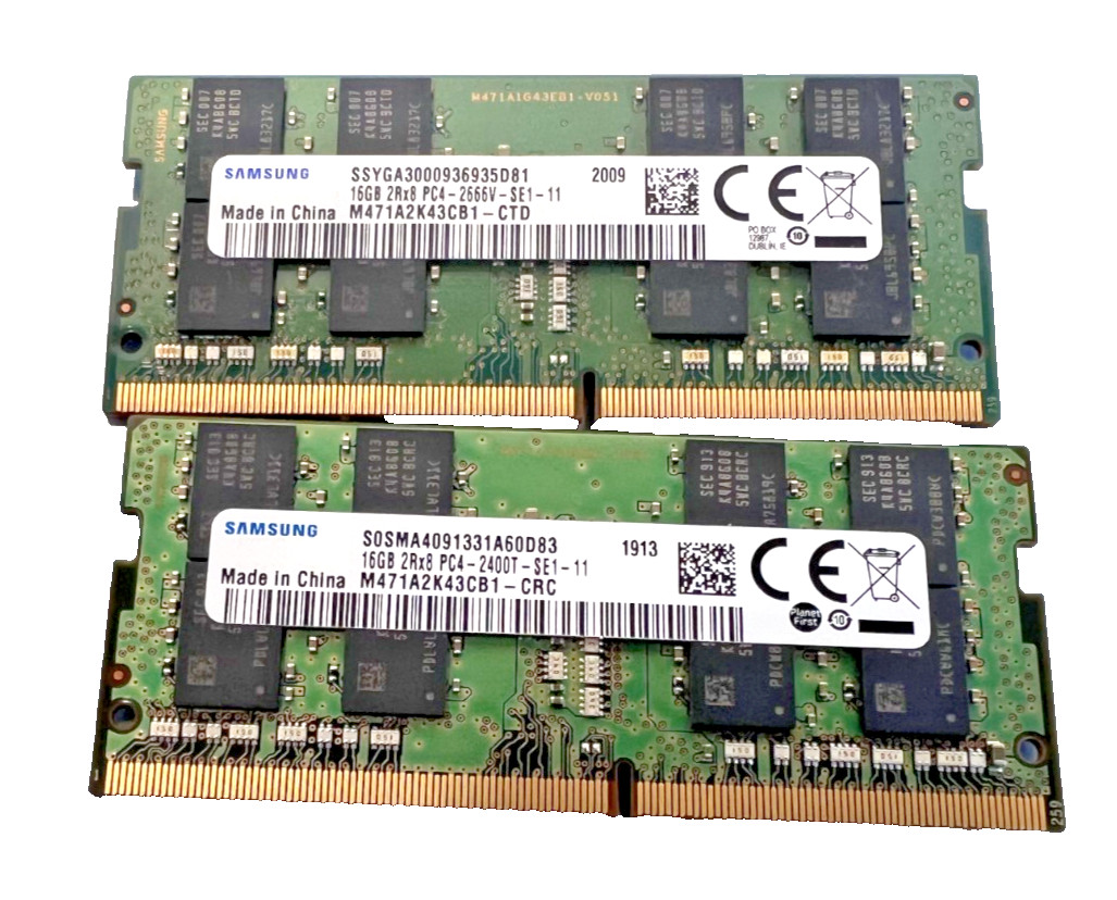 Samsung 32GB Kit 2x16GB DDR4 2666MHz PC4-21300 SODIMM RAM M471A2K43CB1-CTD