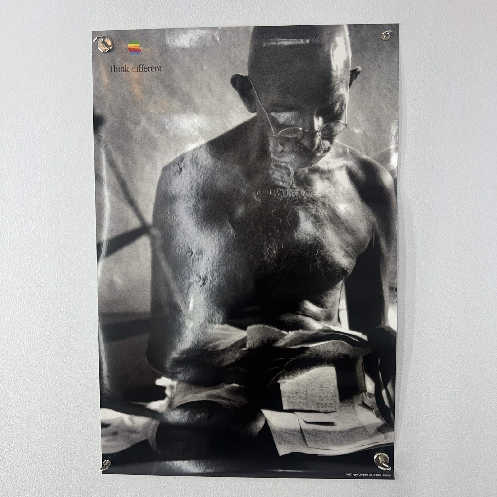 Vintage 1997 Apple Mahatma Ghandi Think Different 24x36” Poster Read